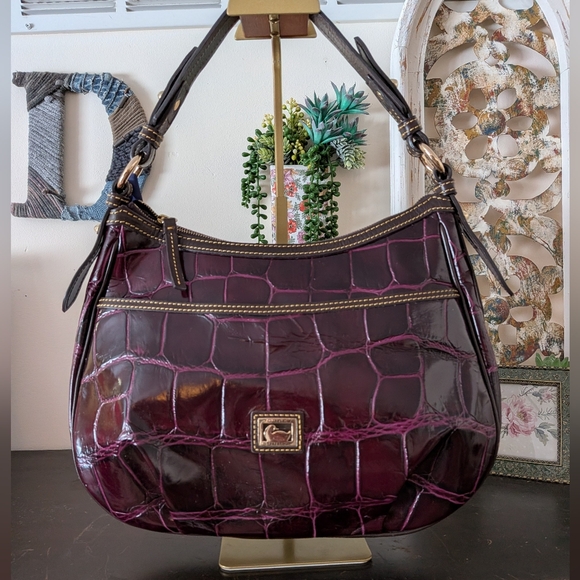 Dooney & Bourke Handbags - Dooney & Bourke Collins Hobo Croc Embossed Leather – Plum NWT